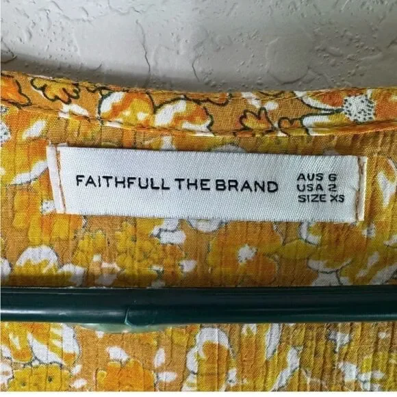 Faithfull the Brand Yellow Floral Midi Dress XS - Picture 3 of 9